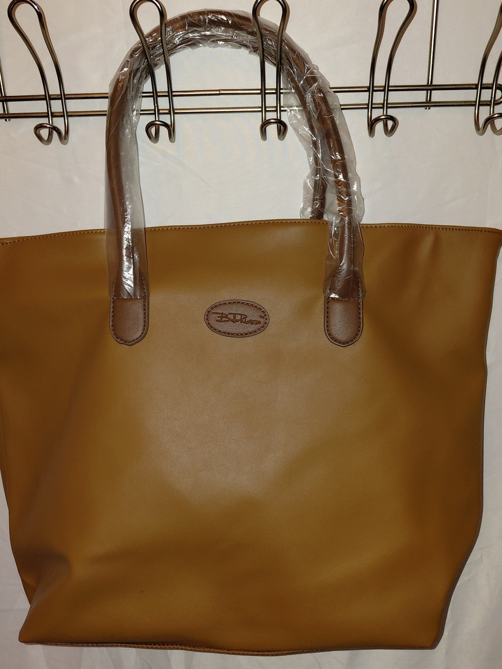 Brown/Tan Smooth Tote with Matching Toiletries Bag